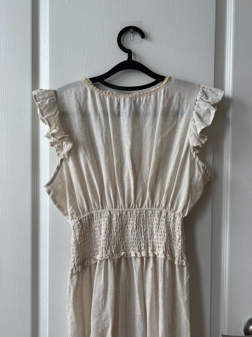 Cream Ruffled-Sleeve Maxi Dress - Picture 3 of 5